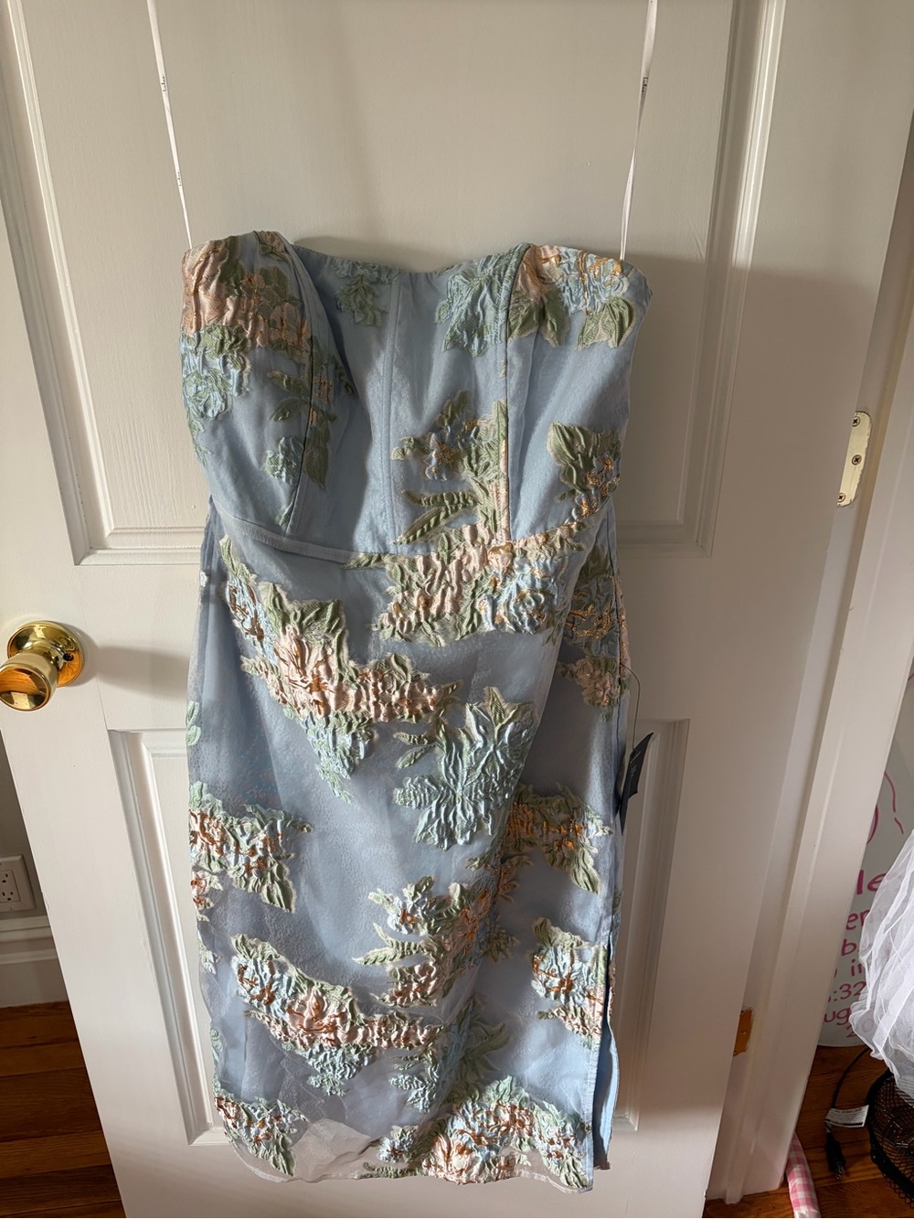 Lulu's Pale Blue Embroidered Floral Dress